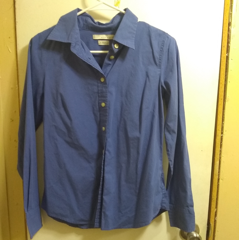 A blue button up